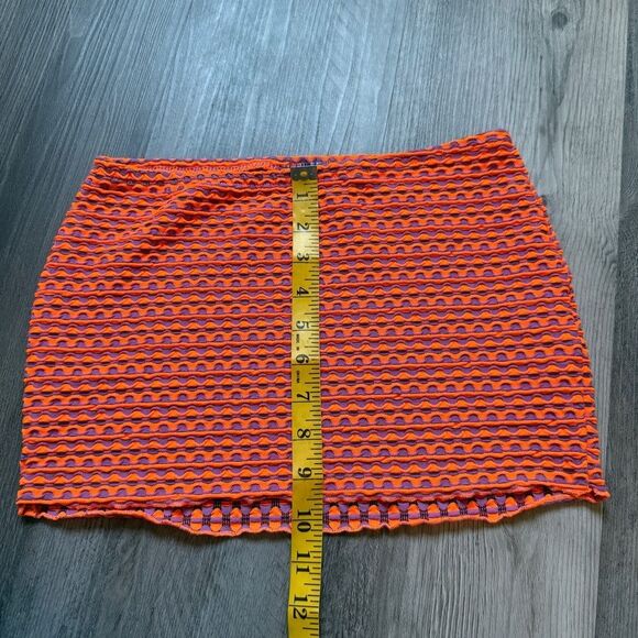 Urban Outfitters Micro Mini Skirt Neon Orange Purple XS Stretchy - Picture 8 of 9